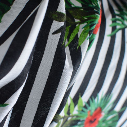 Red Tropical-Leaf Woven, Linen-Cotton