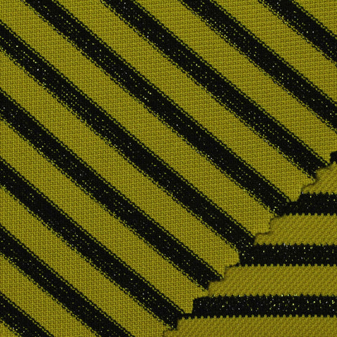 Gold Horizontal-Stripe Rib Knit, Poly-Nylon