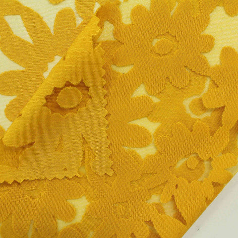Yellow Floral Knit, Viscose-Poly