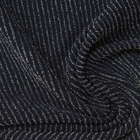 Silver Vertical-Stripe Rib Knit, Nylon