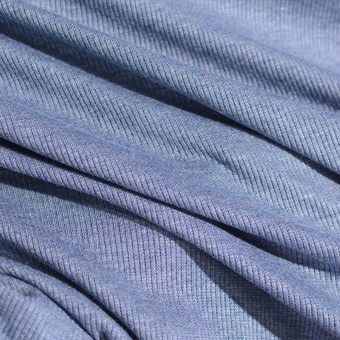 Heathered Blue Marl Rib Knit, Poly-Viscose