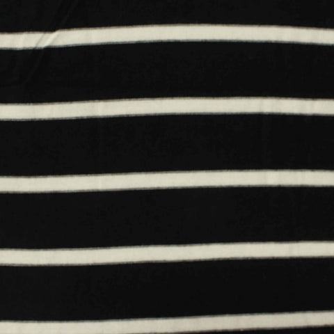 Black Horizontal-Stripe Jersey Knit, Viscose, 166 gsm