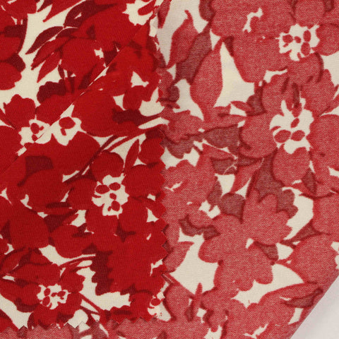Red Floral Twill, Polyester, 165 gsm