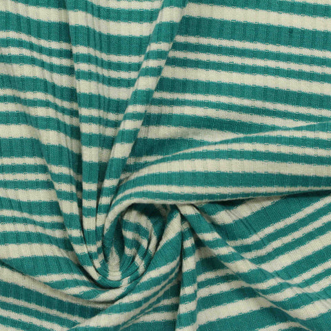 Teal Vertical-Stripe Rib Knit, Poly-Viscose
