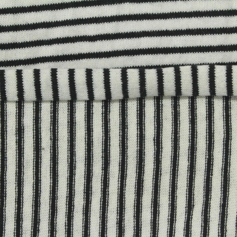 Black Horizontal-Stripe Jersey Knit, Cotton, 180 gsm