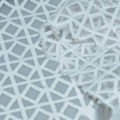 Light Grey Geometric-Grid Milk Silk Knit, Polyester