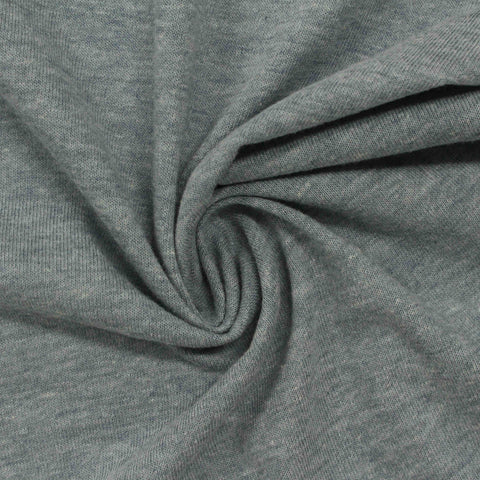 Heathered Grey-Green Marl Jersey Knit, Poly-Cotton