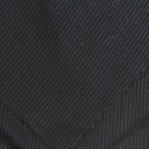 Viscose Stretch Rib Knit Fabric, 280 gsm, 125 cm — Black