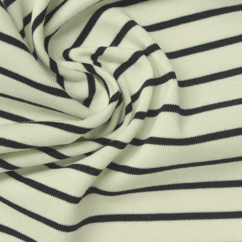 Dark Grey Horizontal-Stripe Jersey Knit, Cotton, 235 gsm