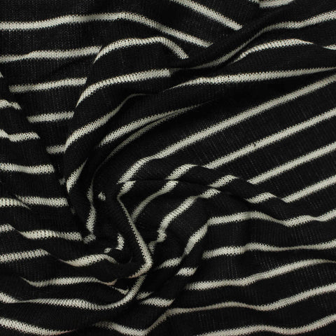 Black Horizontal-Stripe Chunky Knit, Viscose, 95 gsm