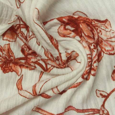 Rust Floral Crepe, Polyester