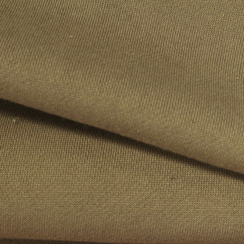 Brushed Polyester Cotton French Terry Fabric, 280 gsm, 165 cm — Khaki
