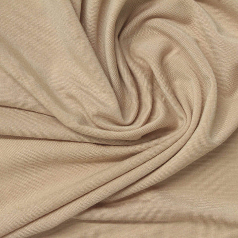 Striped Polyester Viscose Stretch Jersey Knit Fabric, 170 gsm, 175 cm — Beige