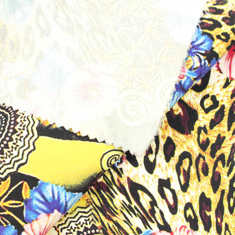 Pink Bold-Leopard Bengaline, Viscose-Nylon