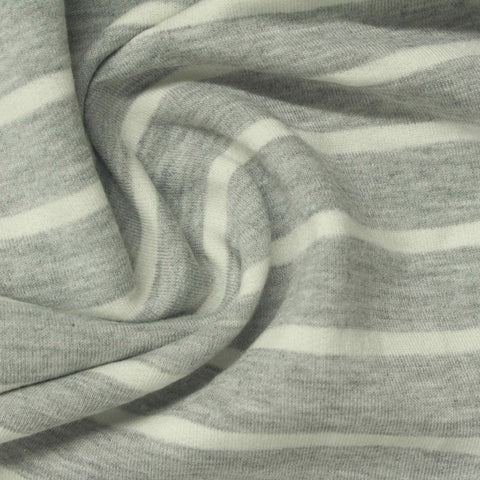 Light Grey Horizontal-Stripe French Terry, Poly-Viscose, 220 gsm