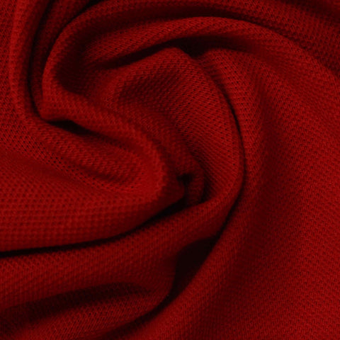Slub Cotton Polyester Stretch Piqué Knit Fabric, 200 gsm, 185 cm — Red