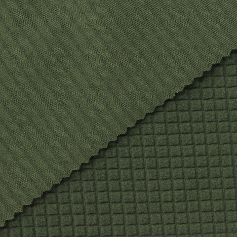 Dark Green Grid Fleece, Polyester