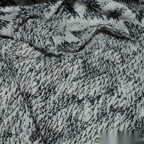 Black Abstract Chunky Knit, Cotton-Poly, 242 gsm