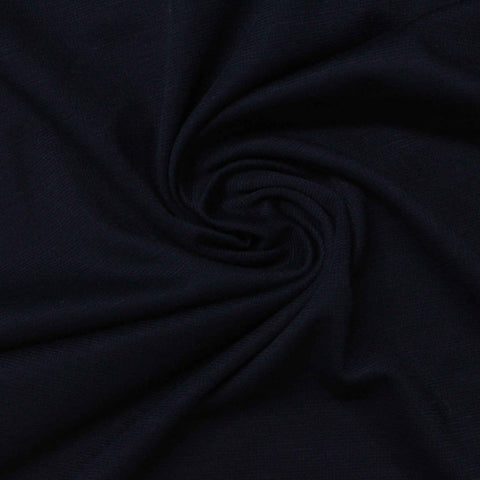 Slub Viscose Nylon Stretch Ponte Knit Fabric, 200 gsm, 160 cm — Navy