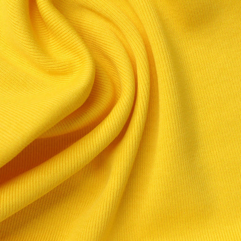 100% Cotton Rib Knit Fabric, 300 gsm, 185 cm — Yellow