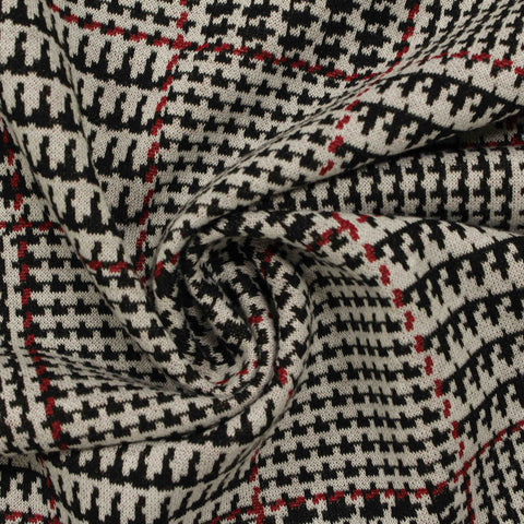 Black Houndstooth Knit, Polyester, 280 gsm, 150 cm