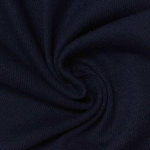 Cotton Polyester Stretch Rib Knit Fabric, 320 gsm, 152 cm — Navy