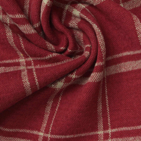 Red Plaid Interlock Knit, Cotton