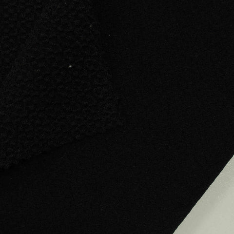 Jacquard Polyester Stretch Interlock Knit Fabric, 300 gsm, 150 cm — Black