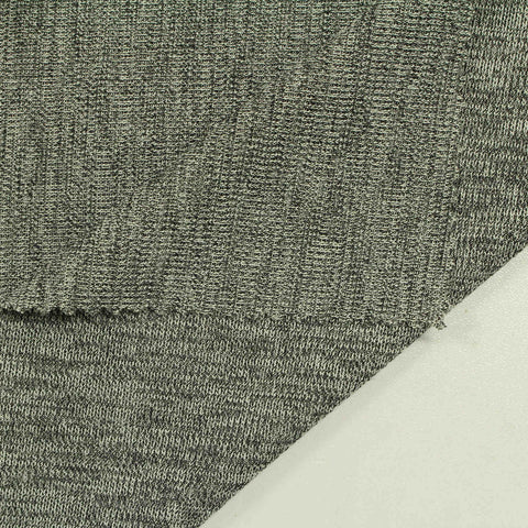 Heathered Green Marl Rib Knit, Polyester, 320 gsm