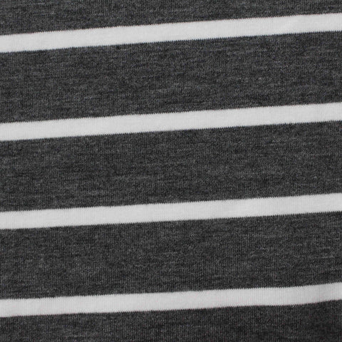 Grey Horizontal-Stripe Jersey Knit, Poly-Viscose, 207 gsm