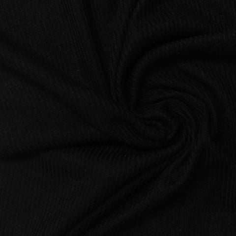 Polyester Viscose Rib Knit Fabric, 160 gsm — Black, ref EF-236482