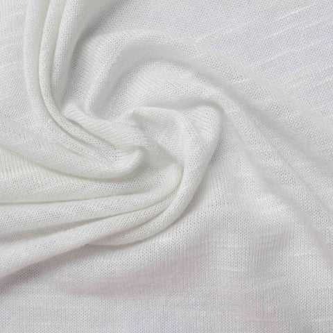 Slub Viscose Polyester Chunky Knit Fabric, 173 gsm, 160 cm — White