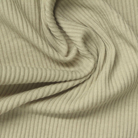 Polyester Viscose Stretch Rib Knit Fabric, 245 gsm, 130 cm — Khaki