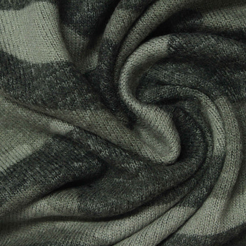 Green Camo Chunky Knit, Viscose-Poly, 300 gsm, 155 cm