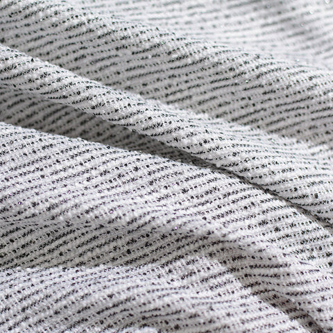 Black Horizontal-Stripe Interlock Knit, Metallic