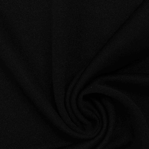 Polyester Cotton French Terry Fabric, 250 gsm, 174 cm — Black
