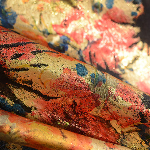 Black Floral Jacquard, Polyester, 170 gsm