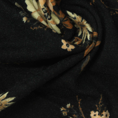 Cream Floral Jersey Knit, Cotton-Modal