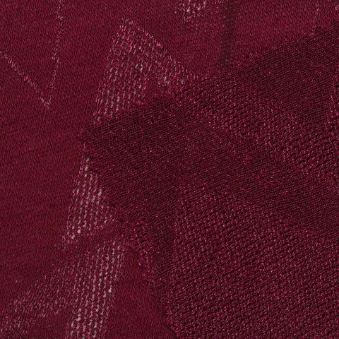 Burgundy Tone-on-Tone Pointelle Knit, Viscose-Metallic