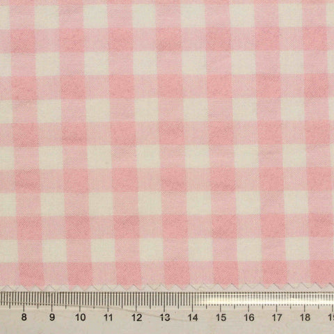 Pink Gingham Seersucker, Cotton-Poly