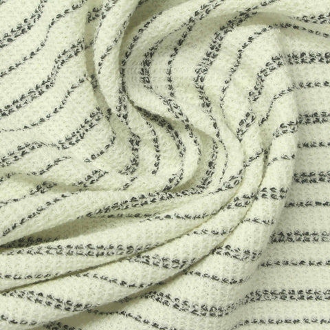 Dark Grey Horizontal-Stripe Interlock Knit, Cotton-Poly, 210 gsm