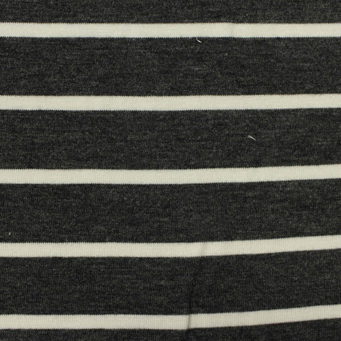 Dark Grey Horizontal-Stripe Jersey Knit, Viscose, 180 gsm