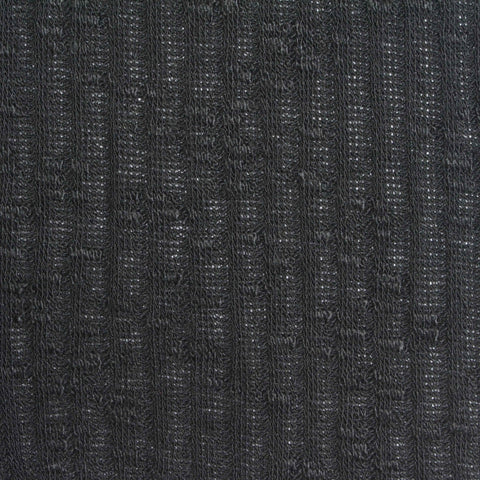 Slub Polyester Viscose Stretch Rib Knit Fabric, 160 gsm — Black