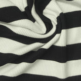 Black Horizontal-Stripe Rib Knit, Viscose — photo 3