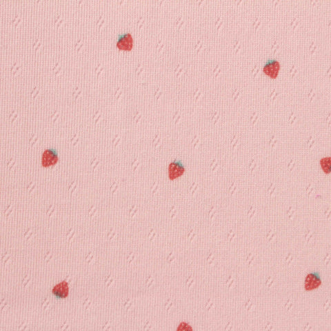 Fine Floral Brushed Polyester Stretch Rib Knit Fabric, 234 gsm, 174 cm — Pink