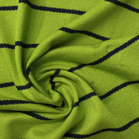 Lime Horizontal-Stripe Jersey Knit, Viscose