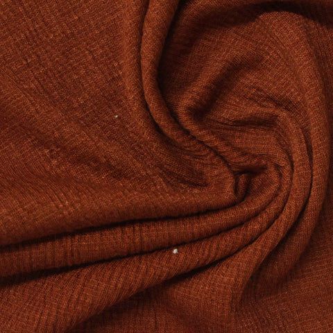Slub Polyester Viscose Stretch Crepe Fabric, 180 gsm, 140 cm — Brown