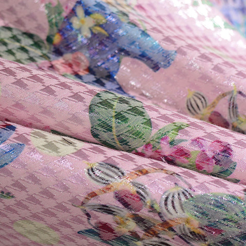 Green Bold-Floral Jacquard, Poly-Cotton