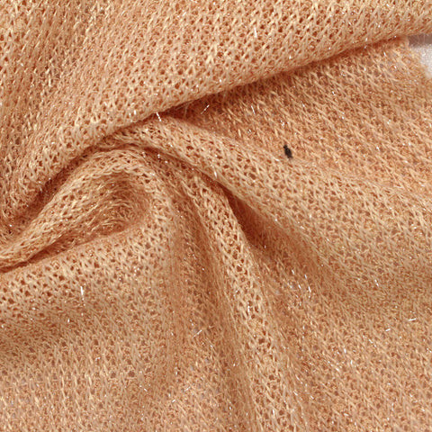 Sequin Viscose Polyester Stretch Rib Knit Fabric, 333 gsm, 175 cm — Orange