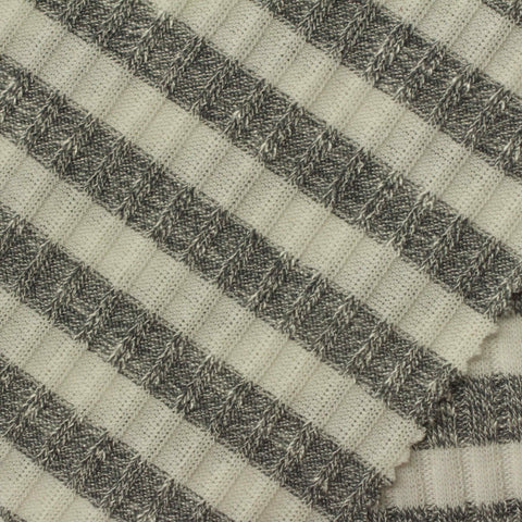 Off-White Marl Rib Knit, Viscose-Poly, 200 gsm